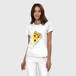Пижама хлопковая женская Если любовь,то только к пицце, цвет: белый — фото 2