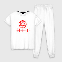 Пижама хлопковая женская HIM LOGO RED, цвет: белый