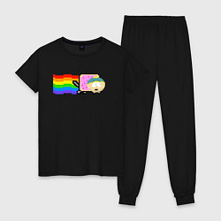 Пижама хлопковая женская Картман Nyan Cat, цвет: черный