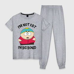 Пижама хлопковая женская Я не толстый, цвет: меланж