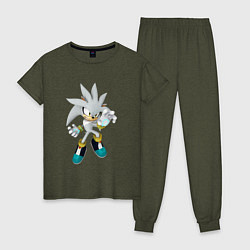 Пижама хлопковая женская SONIC, цвет: меланж-хаки