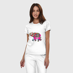 Пижама хлопковая женская Слон, цвет: белый — фото 2