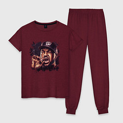 Пижама хлопковая женская Ice Cube, цвет: меланж-бордовый