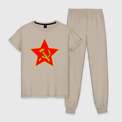 Пижама хлопковая женская СССР, цвет: миндальный