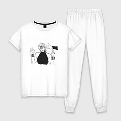 Пижама хлопковая женская JOJOS BIZARRE ADVENTURE, цвет: белый