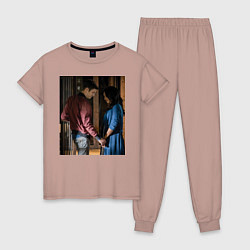 Пижама хлопковая женская Barry & Iris, цвет: пыльно-розовый