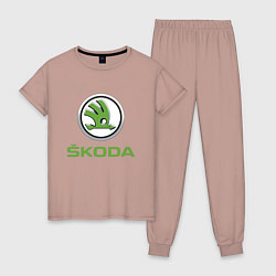 Пижама хлопковая женская Skoda, цвет: пыльно-розовый