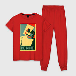 Пижама хлопковая женская Marshmello - Be Kind, цвет: красный