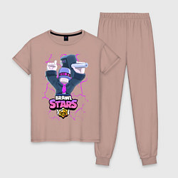 Пижама хлопковая женская BRAWL STARS DJ FRANK, цвет: пыльно-розовый