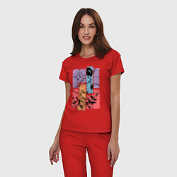 Пижама хлопковая женская Аска и Синдзи, Евангелион, цвет: красный — фото 2