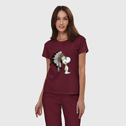 Пижама хлопковая женская Snoopy, цвет: меланж-бордовый — фото 2