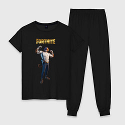 Пижама хлопковая женская Meowcles Fortnite 2, цвет: черный