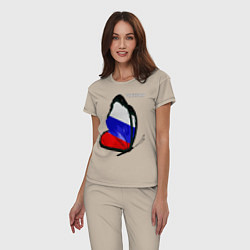 Пижама хлопковая женская Россия, цвет: миндальный — фото 2