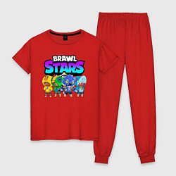 Пижама хлопковая женская BRAWL STARS LEON, цвет: красный