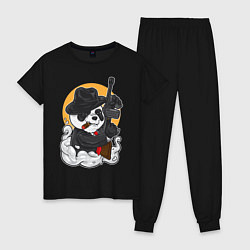 Пижама хлопковая женская Panda Gangster, цвет: черный