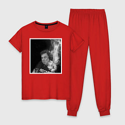 Пижама хлопковая женская MASK, цвет: красный