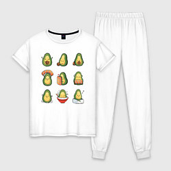 Пижама хлопковая женская Life Avocado, цвет: белый