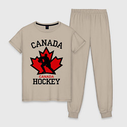 Пижама хлопковая женская Canada Hockey, цвет: миндальный