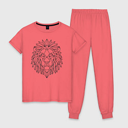 Пижама хлопковая женская Геометрический Лев, цвет: коралловый