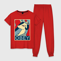 Пижама хлопковая женская Trixie OBEY, цвет: красный