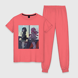 Пижама хлопковая женская Милый во франксе, цвет: коралловый