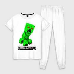 Пижама хлопковая женская MINECRAFT CREEPER, цвет: белый
