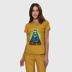 Пижама хлопковая женская Trust me, i'm doctor who, цвет: горчичный — фото 2