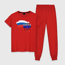 Пижама хлопковая женская Герб, цвет: красный