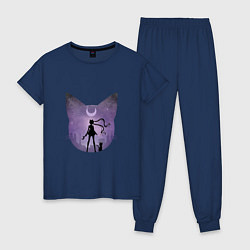Пижама хлопковая женская Лунный воен, цвет: тёмно-синий
