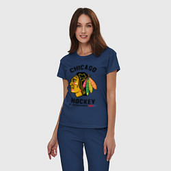 Пижама хлопковая женская CHICAGO BLACKHAWKS NHL, цвет: тёмно-синий — фото 2