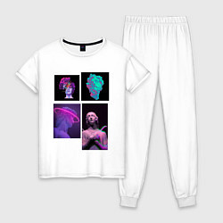 Пижама хлопковая женская Vaporwave art 78, цвет: белый