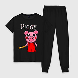 Пижама хлопковая женская ROBLOX PIGGY, цвет: черный