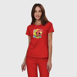Пижама хлопковая женская Бэймакс, цвет: красный — фото 2