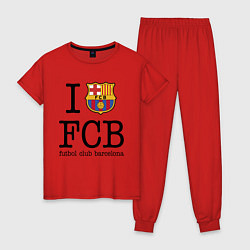 Пижама хлопковая женская Barcelona FC, цвет: красный