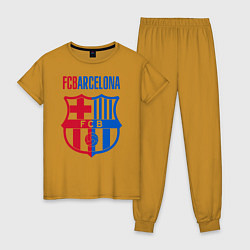 Пижама хлопковая женская Barcelona FC, цвет: горчичный