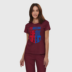 Пижама хлопковая женская Barcelona FC, цвет: меланж-бордовый — фото 2
