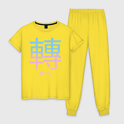 Пижама хлопковая женская BTS, цвет: желтый