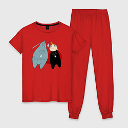 Пижама хлопковая женская Стальной Алхимик, Ал и Эд, цвет: красный