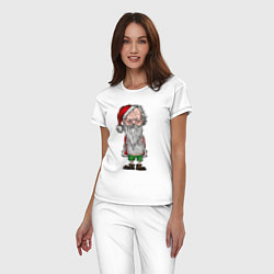 Пижама хлопковая женская Уставший Санта, цвет: белый — фото 2