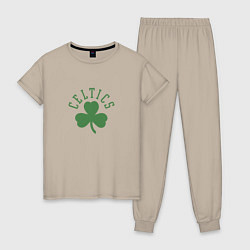 Пижама хлопковая женская Boston Celtics, цвет: миндальный