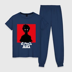 Пижама хлопковая женская Mob psycho 100 Z, цвет: тёмно-синий