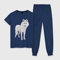 Пижама хлопковая женская Белый волк, цвет: тёмно-синий