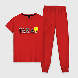 Пижама хлопковая женская Идея!, цвет: красный