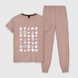 Пижама хлопковая женская LDR Glitch, цвет: пыльно-розовый
