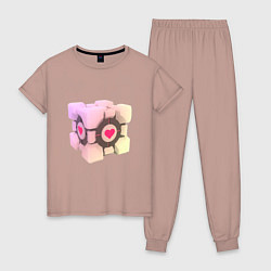 Пижама хлопковая женская Companion Cube, цвет: пыльно-розовый