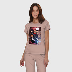 Пижама хлопковая женская Магическая битва, цвет: пыльно-розовый — фото 2