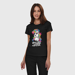 Пижама хлопковая женская Unicorn hipster, цвет: черный — фото 2