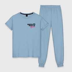 Пижама хлопковая женская Dream Team logo цвета мягкое небо — фото 1