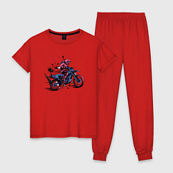 Пижама хлопковая женская Мотокросс, цвет: красный