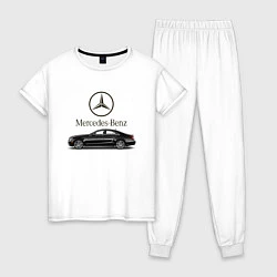Пижама хлопковая женская Mersedes-Benz, цвет: белый